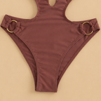 MAILLOT 1 PIÈCE MARRON CHOCOLAT ANNEAU TENDANCE
