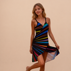 ROBE DE PLAGE RAYÉE ÉPAULES DÉNUDÉES