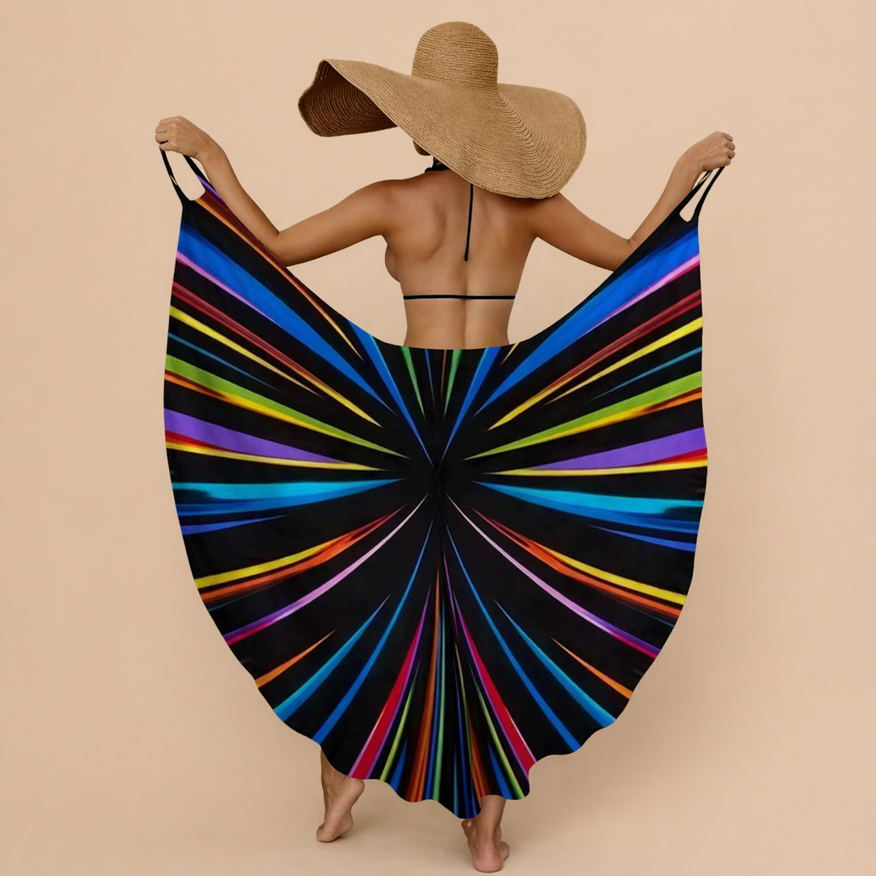 ROBE DE PLAGE RAYÉE ÉPAULES DÉNUDÉES